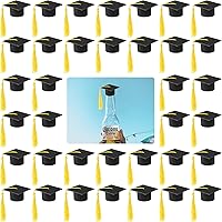 Vista 1 de 36 mini gorras de graduación 2026 con borlas para botellas de vino de graduación (gorra negra con borla dorada)