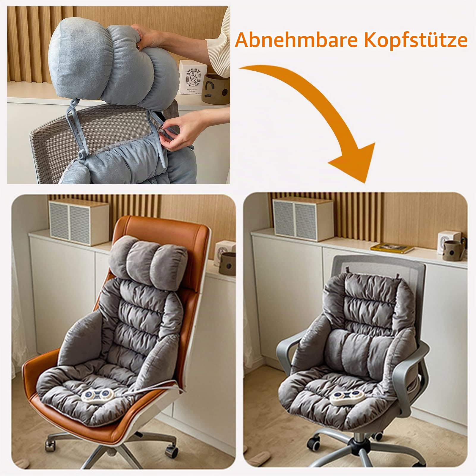 Beheiztes Sitzkissen Für Bürostuhl, Superweich Heizung Stuhlkissen, Dual Area Temperatureinstellung Wärme Stuhlkissen, Für Hüften Und Rücken, Für Heim Light Beige