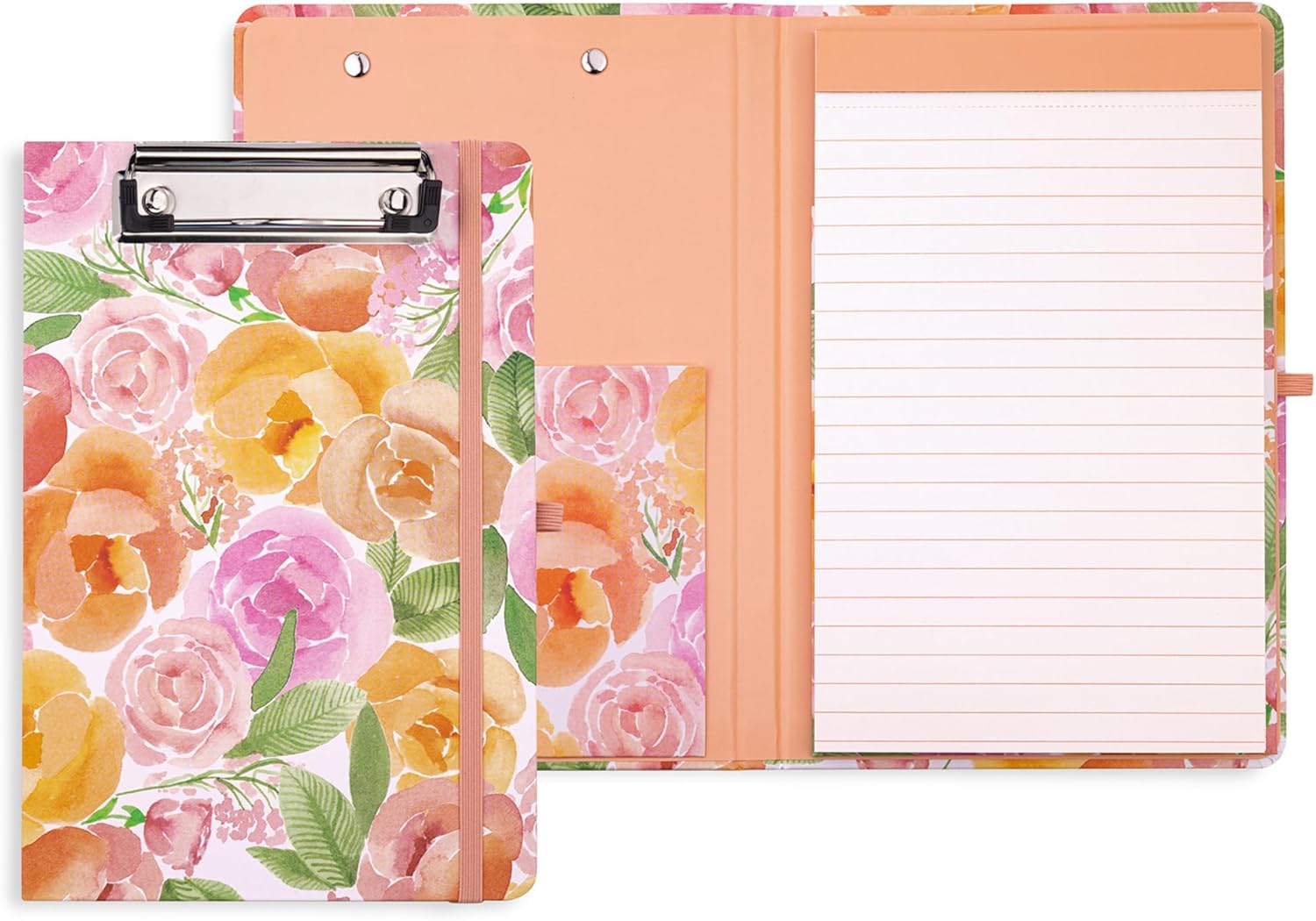 Steel Mill & Co Cute Mini Clipboard Folio with Refillable Lined Notepad and Interior Storage Pocket, Small Padfolio for Work (Full Posey)