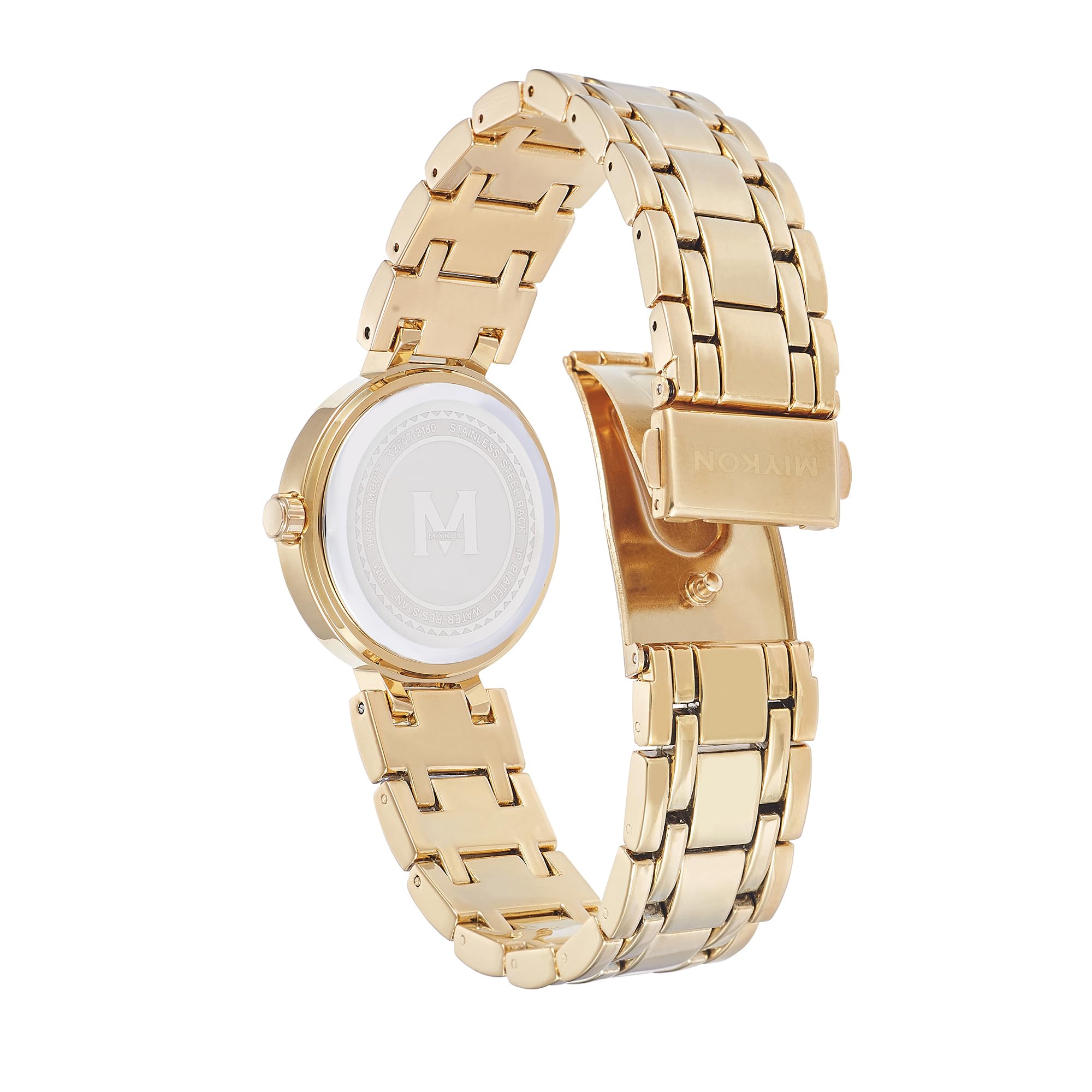 Miykon Relojes de plata y oro para mujer, pequeño y delicado reloj para mujer con cristales auténticos, pulsera de joyería para mujer pulida con iones, vidrio resistente a los arañazos, cuarzo japonés