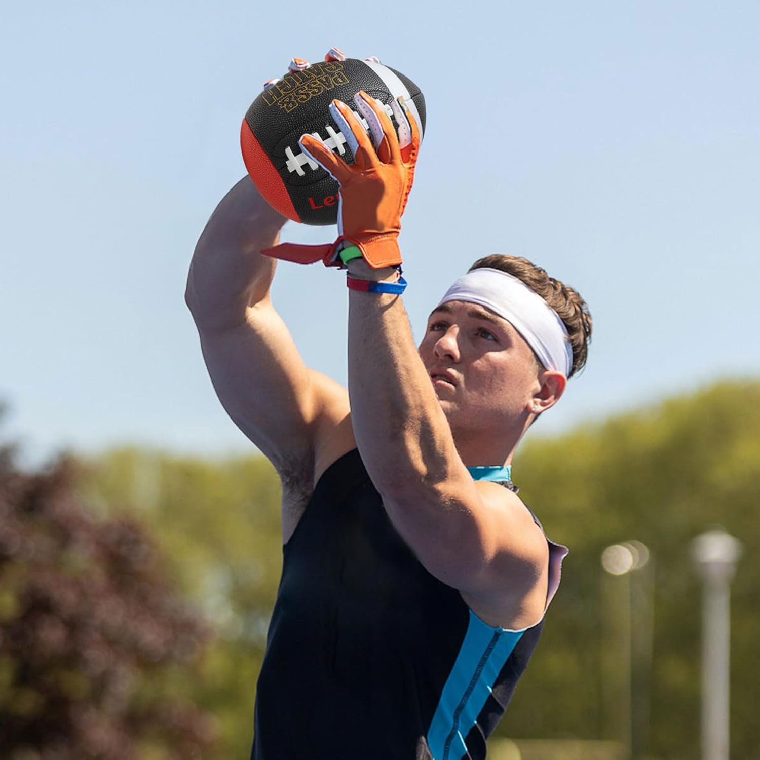 PassCatch Composite Training Football, Peewee Size, Youth Size(Ages 5-13) & Official Size(Ages 14+), Enhance Solo Passing Catching Skills(with Pump)