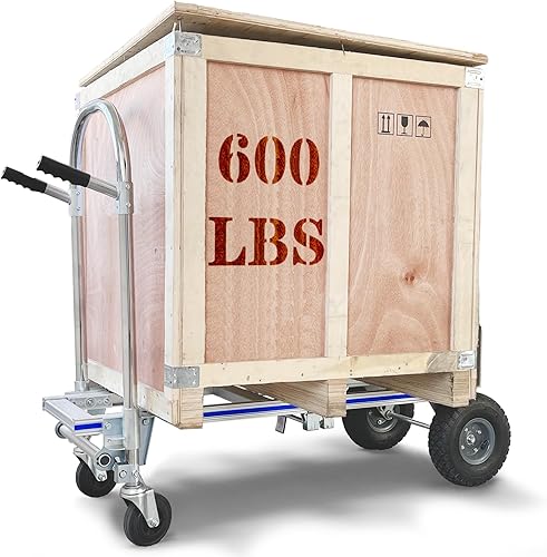 Miniatura 3 de SuZhi Carrito de carro de mano de aluminio convertible, resistente, 2 en 1, plegable con 2 ruedas grandes, carga de 1000 libras para comestibles,