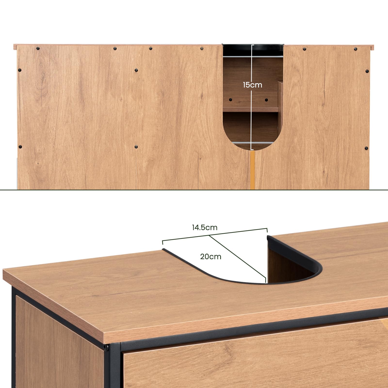 EUGAD Waschbeckenunterschrank, Badezimmerschrank mit Schubladen 3 offenen Fächern, Unterschrank mit verstellbaren Ablagen, freistehender Waschtischunterschrank, 90x60x30 cm