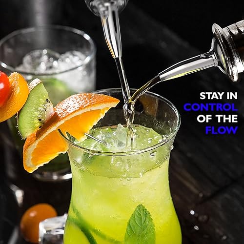 Miniatura 5 de Eatex Kit de camarero  Paquete de 12 vertedores clásicos de botellas  Juego de herramientas para barra, vertedores de licor con tapas de goma para