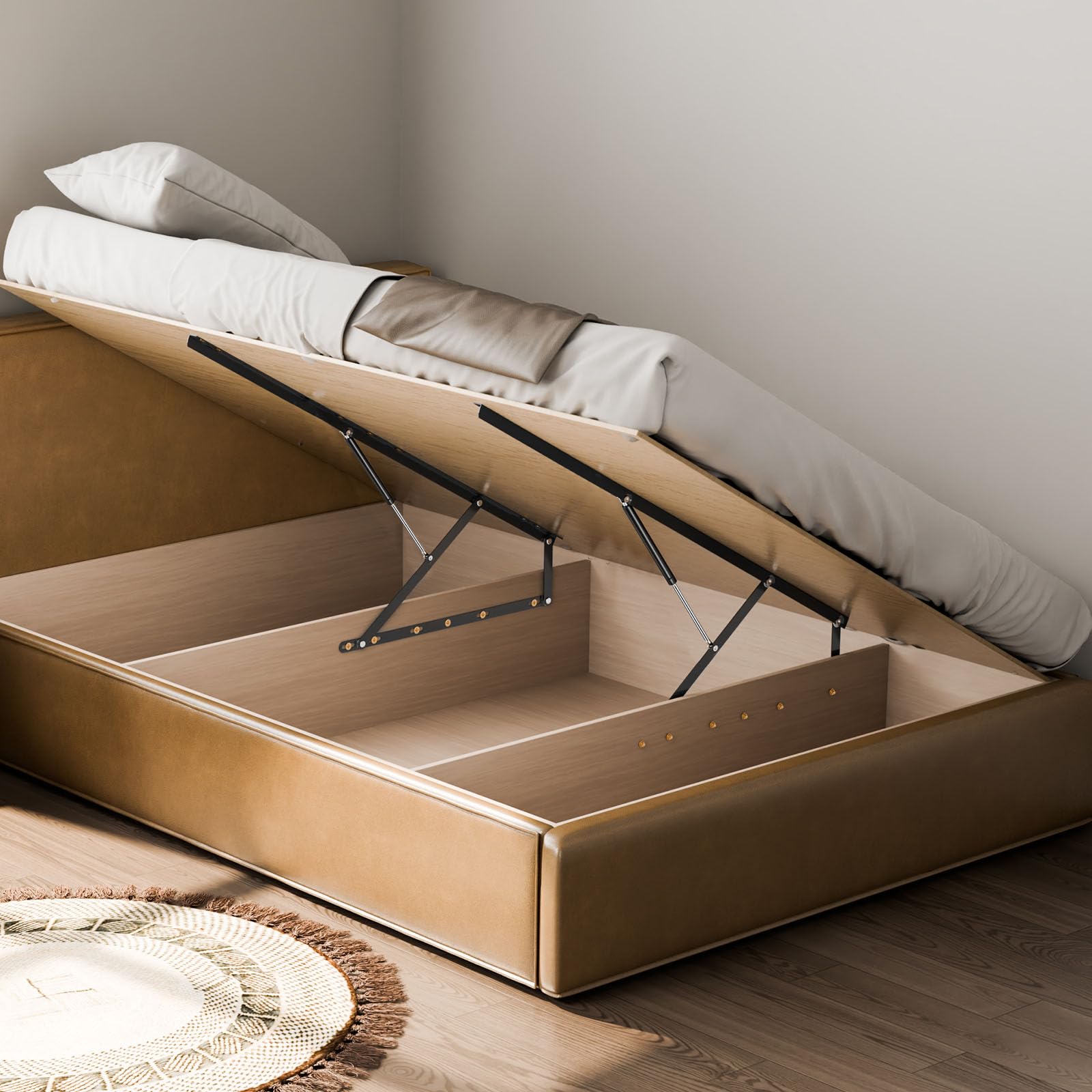 VEVOR Elevador de Cama Compatible de 150 x 200 cm Capacidad de 140 kg Kit de Hardware Mecánico de Cama Palanca Neumática Vertical de Lujo Soporte de Cama Resistente para Habitación de Invitados