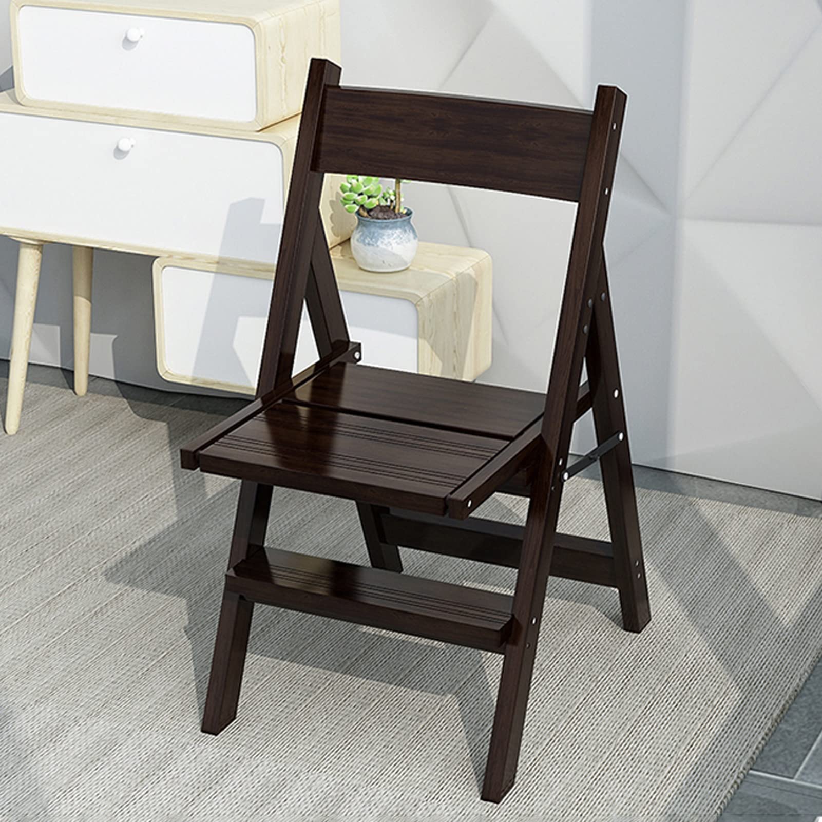 Escabeau en bois tabouret haut de gamme à 5 marches avec échelle de sécurité intégrée