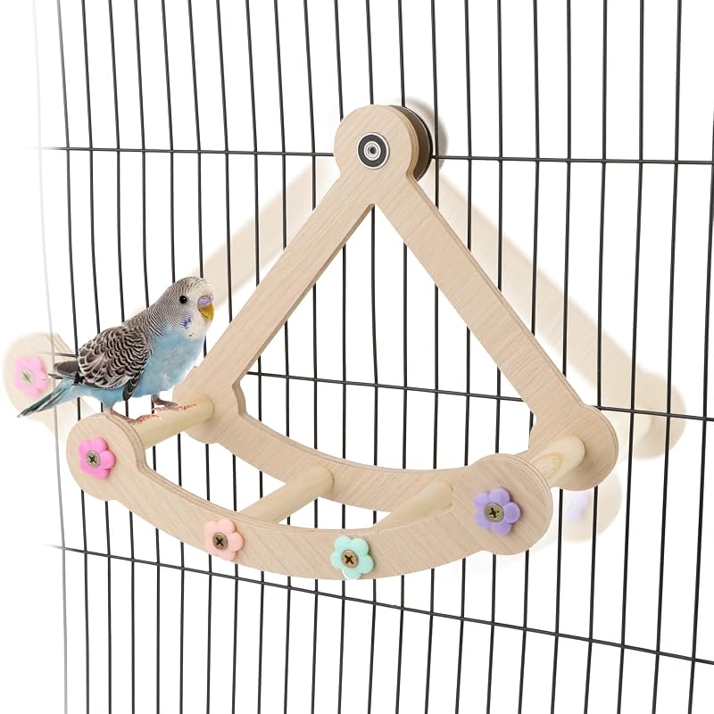 Brinquedo Balanço para Aves de Madeira com Poleiros, Escadas e Design de Navio Pirata Reshiho – 1 Unidade