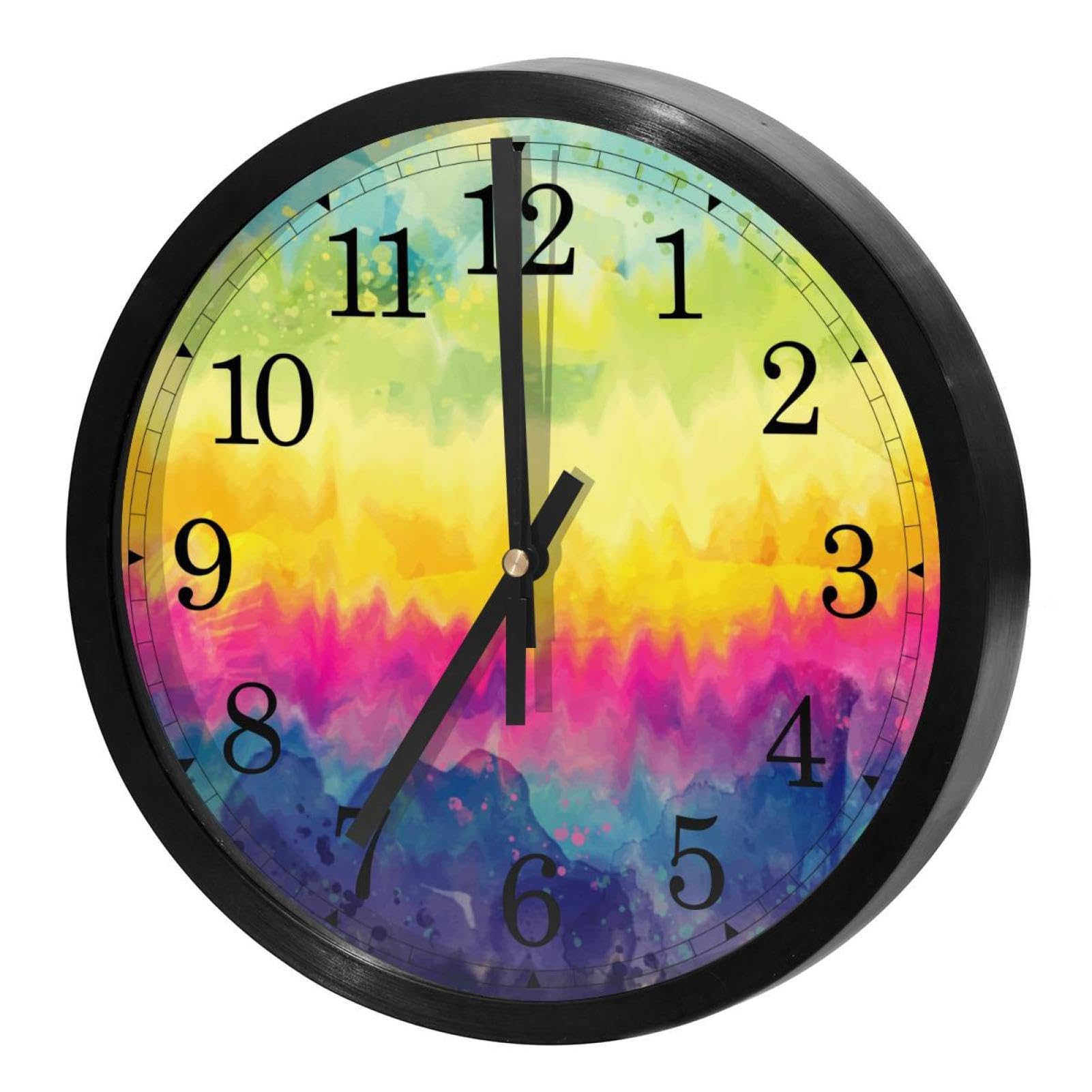 Horloge murale silencieuse à quartz pour chambre enfant, cadran arc-en-ciel et ambiance zen