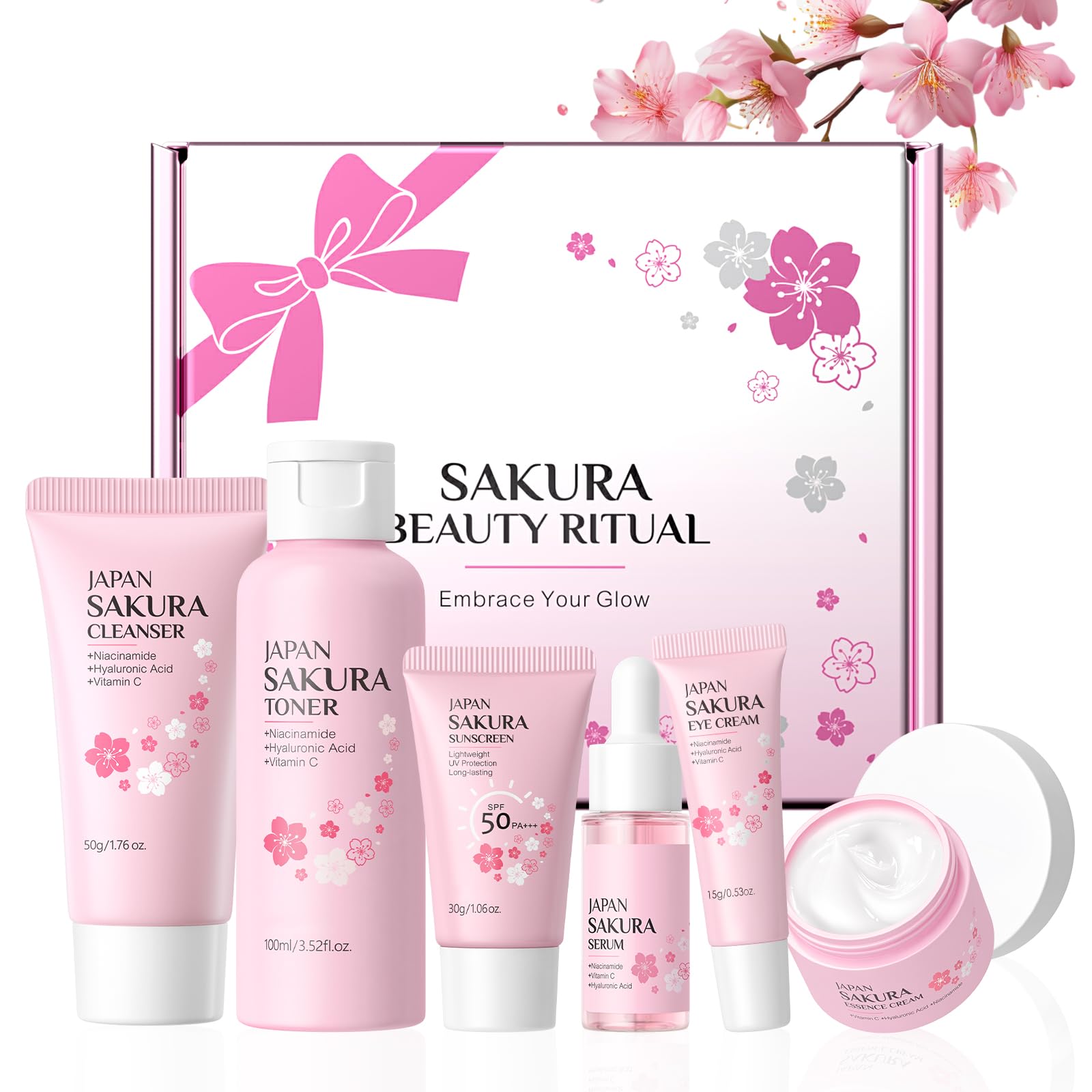 【fukurika】SaQina スキンケアセット LAIKOU Skincare Gift Set for Teenage Girls, JAPAN SAKURA Skin Care