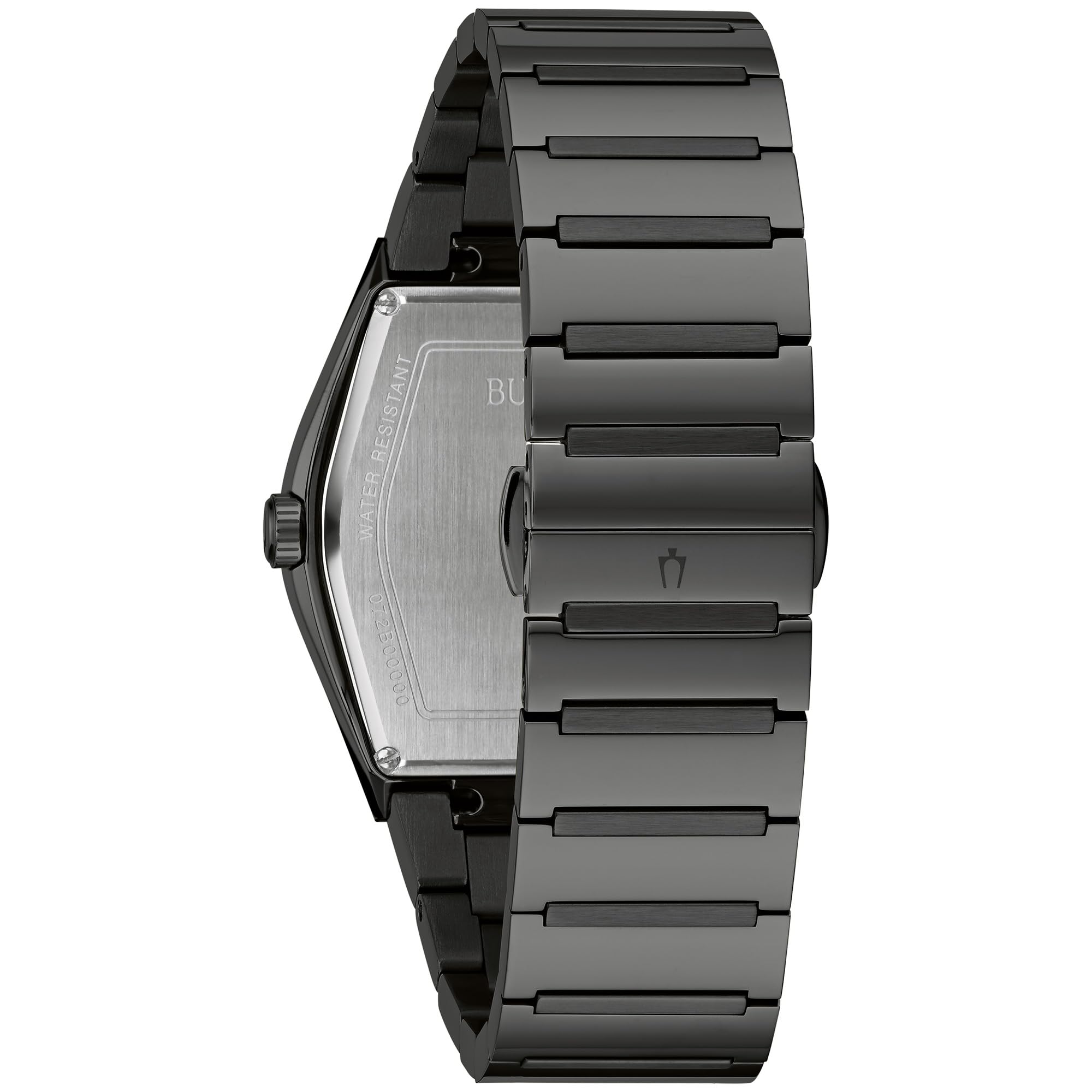 Bulova Men's Modern Gemini Diamond 3 Hand Black Stainless Steel Watch,Black Dial,Edge to Edge Crystal Model: 98D177