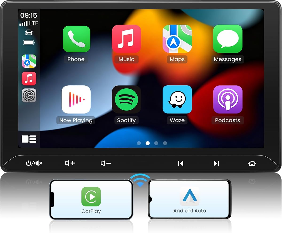 ATOTO F7WE Estéreo para automóvil QLED doble DIN de 10.1 ", CarPlay inalámbrico y Android Auto | 4x29 W RMS, preamplificador RCA de 4 V, micrófono dual, ecualizador de 12 bandas, radio con pantalla táctil Bluetooth, SWC, pantalla dividida FCAM, MirrorLink, F7G211WE