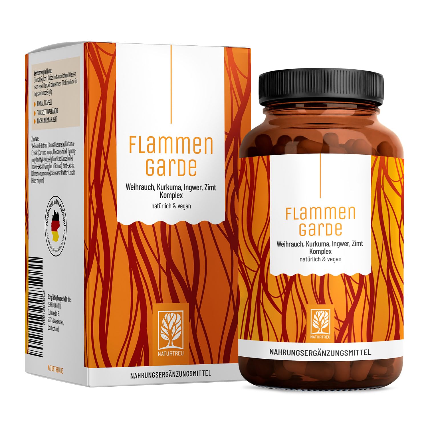 Weihrauch Kurkuma Ingwer Kapseln Hochdosiert - 166,7 mg Boswelliasäure, 133,3 mg Curcumin, Zimt, Gingerol & Piperin - Ohne chemische Entzündungshemmer oder Gelenkkapseln