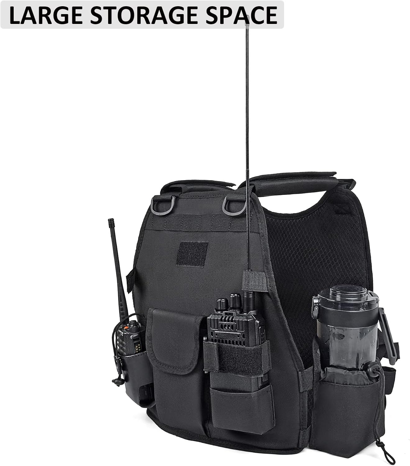 Heavy Duty Radio Harness Holder, Tactical Chest Tool Pag Front Pounch Holster Pack for Baofeng UV5R Motorola Talkabout Yaesu Kenwood Two Way Radio Walkie Talkie