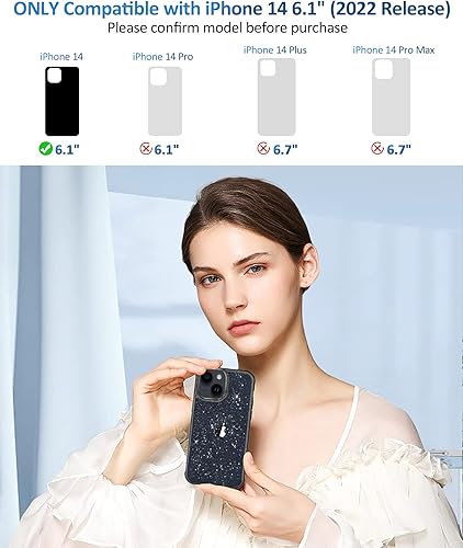 Miniatura 218 de MIODIK Funda compatible con iPhone 13 Pro, con protector de pantalla + protector de lente de cámara, funda protectora de purpurina transparente