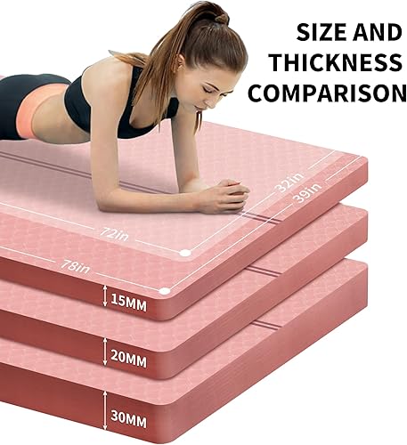 Miniatura 4 de nuveti Esterilla de ejercicio grande  Esterilla de yoga de 0.591 in de grosor  Esterilla de entrenamiento para fitness, yoga, pilates, estiramiento