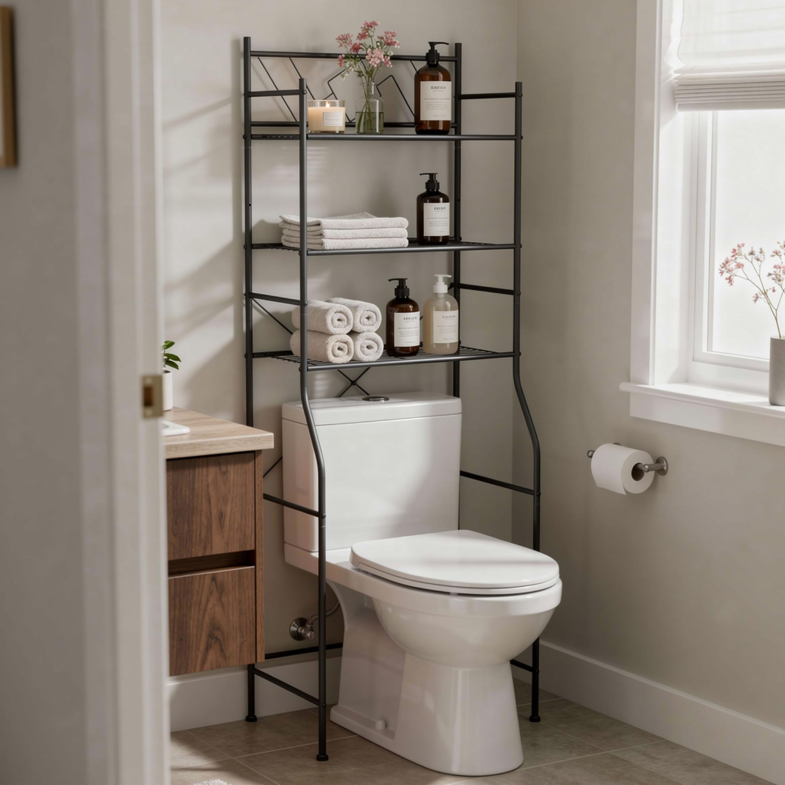 Home Zone Living Over the Toilet Storage Bathroom Organizer 3-Tier - bathroom furniture | Mubboo