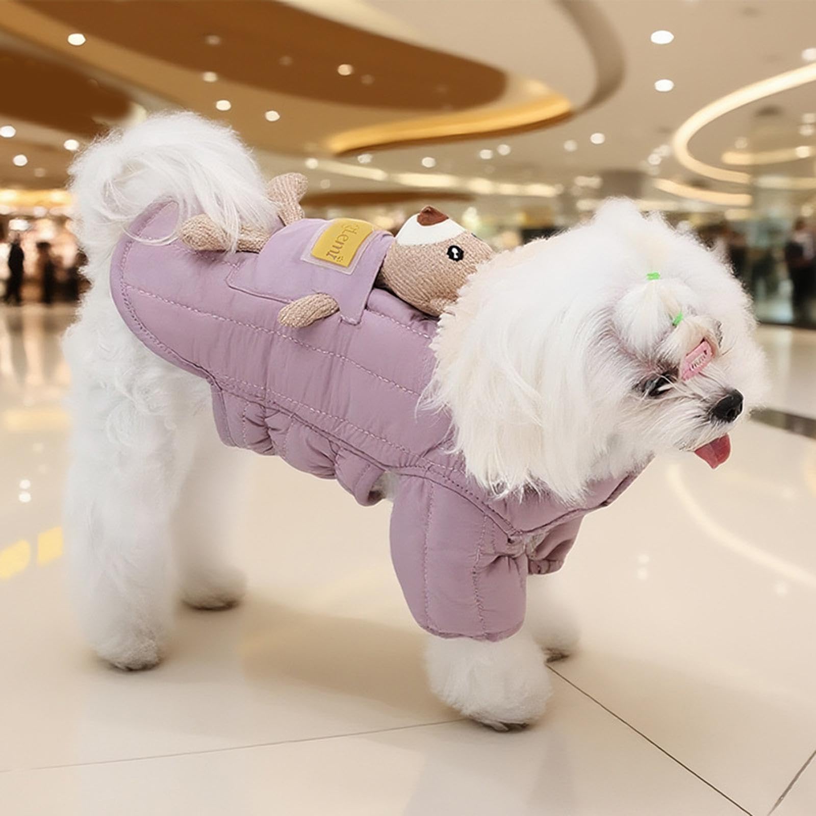 Chaqueta de Invierno para Perro Abrigo Acolchado a Prueba de Viento Traje para Nieve con Puños Elásticos Removible Adecuado para Paseos, Pink M