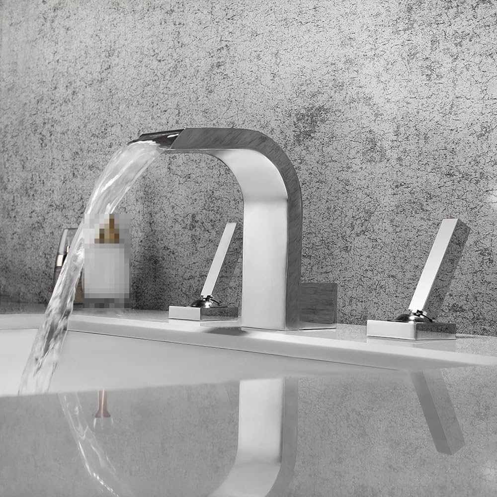 Robinet cascade pour salle de bain sans éclaboussure à double poignée