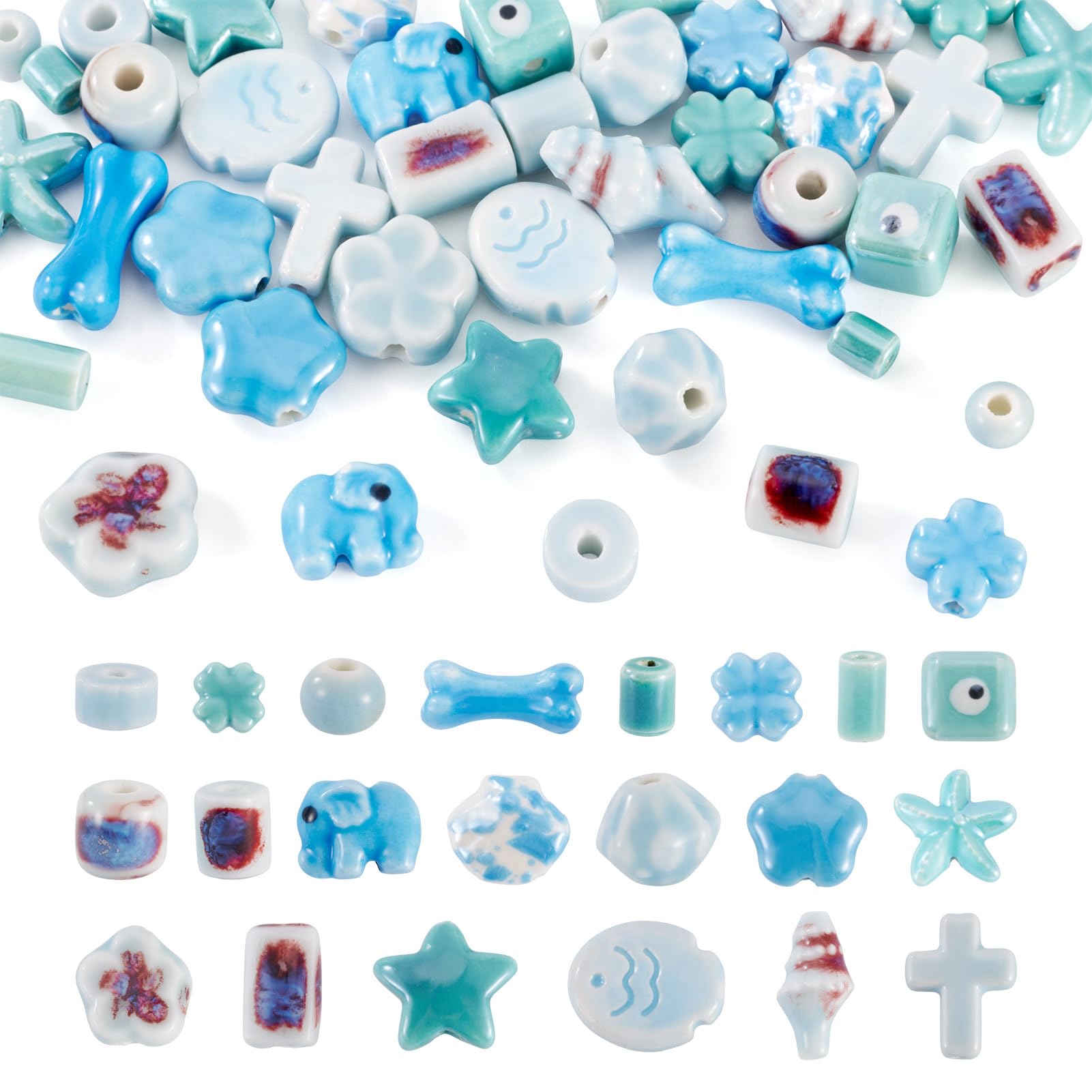 Perles en porcelaine peintes Beadthoven pour bracelets et porte-clés
