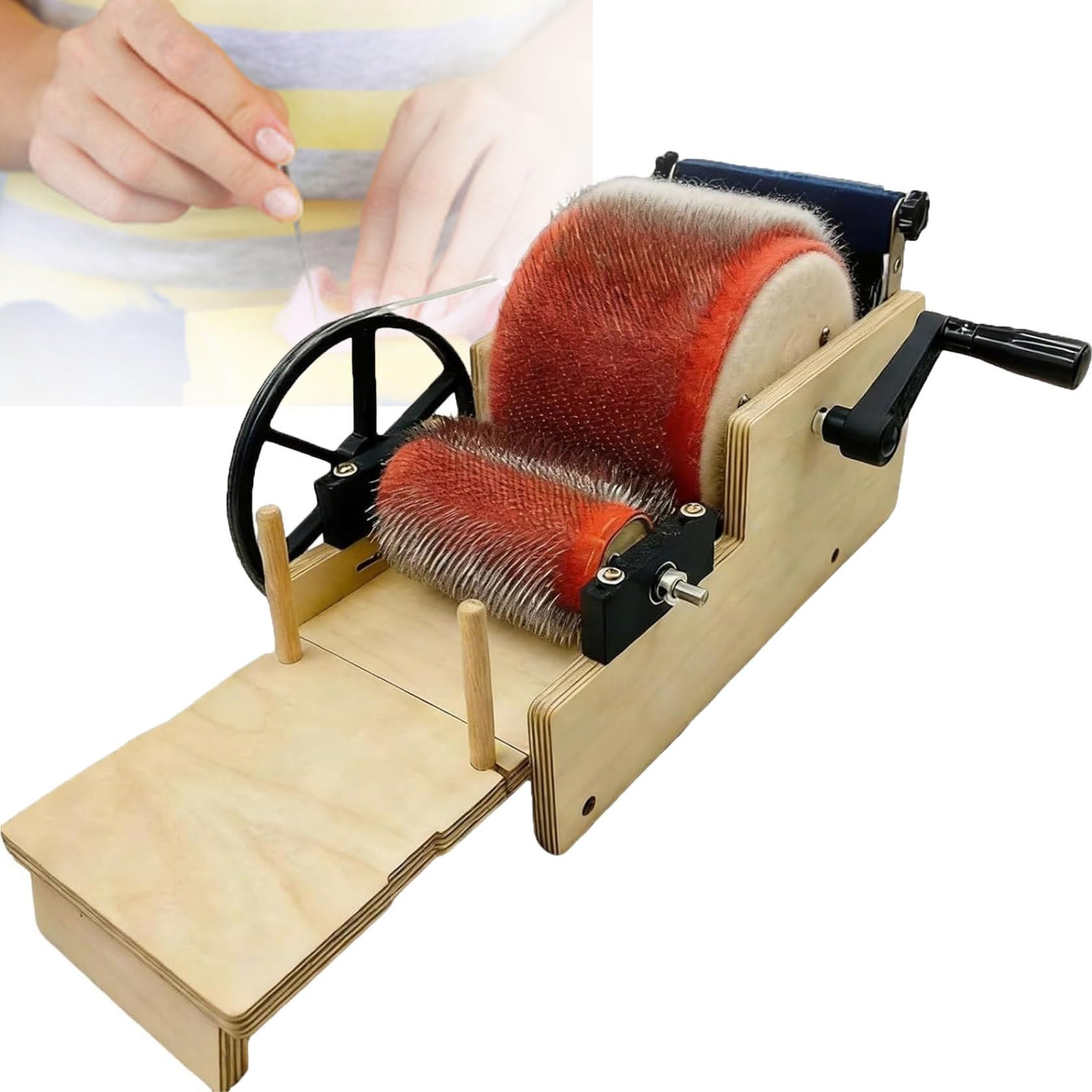 VitalisWorks Wool Combing Machine, Manual Wool Carding Machine Drum For Wool Fiber With Crank Removes Fiber Impurities, Maximum Carding Capacity: Approximately 1.5/3.9ounces (12cm)