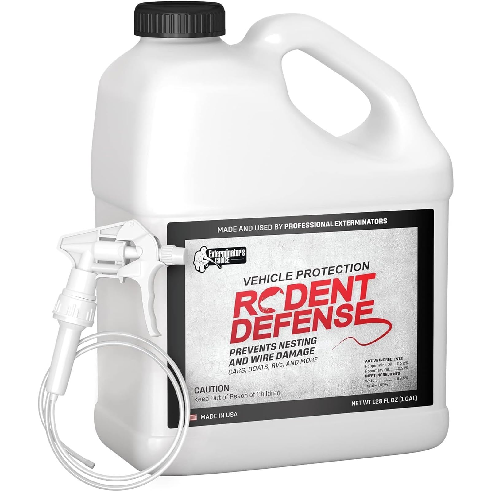 Exterminators Choice Mice & Rat Defense Spray for Cars & Trucks - 128 fl oz (1 Gallon) - Organic Peppermint Formula for Mouse Prevention & Rat Control - Safe for Kids & Pets