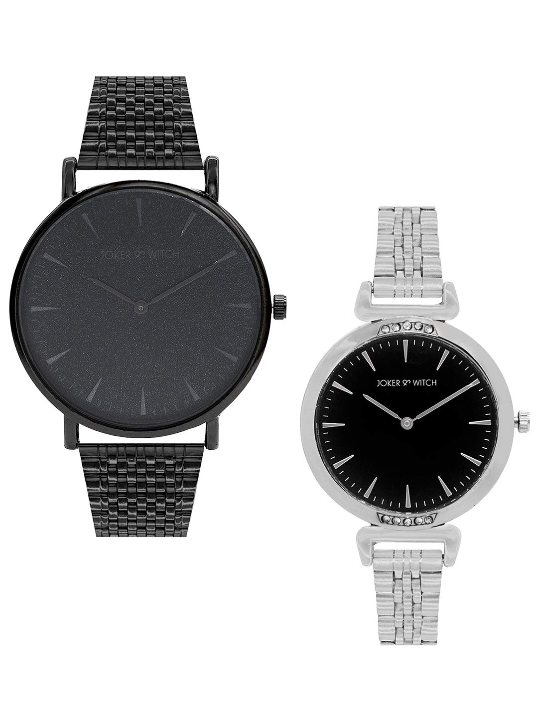 Joker & Witch Stainless Steel Ben & Leslie Couple Analog Watch Gift Set For Men And Women, Black Dial, Silver Band (B08WRG1RS7) Amazon Price History, Amazon Price Tracker