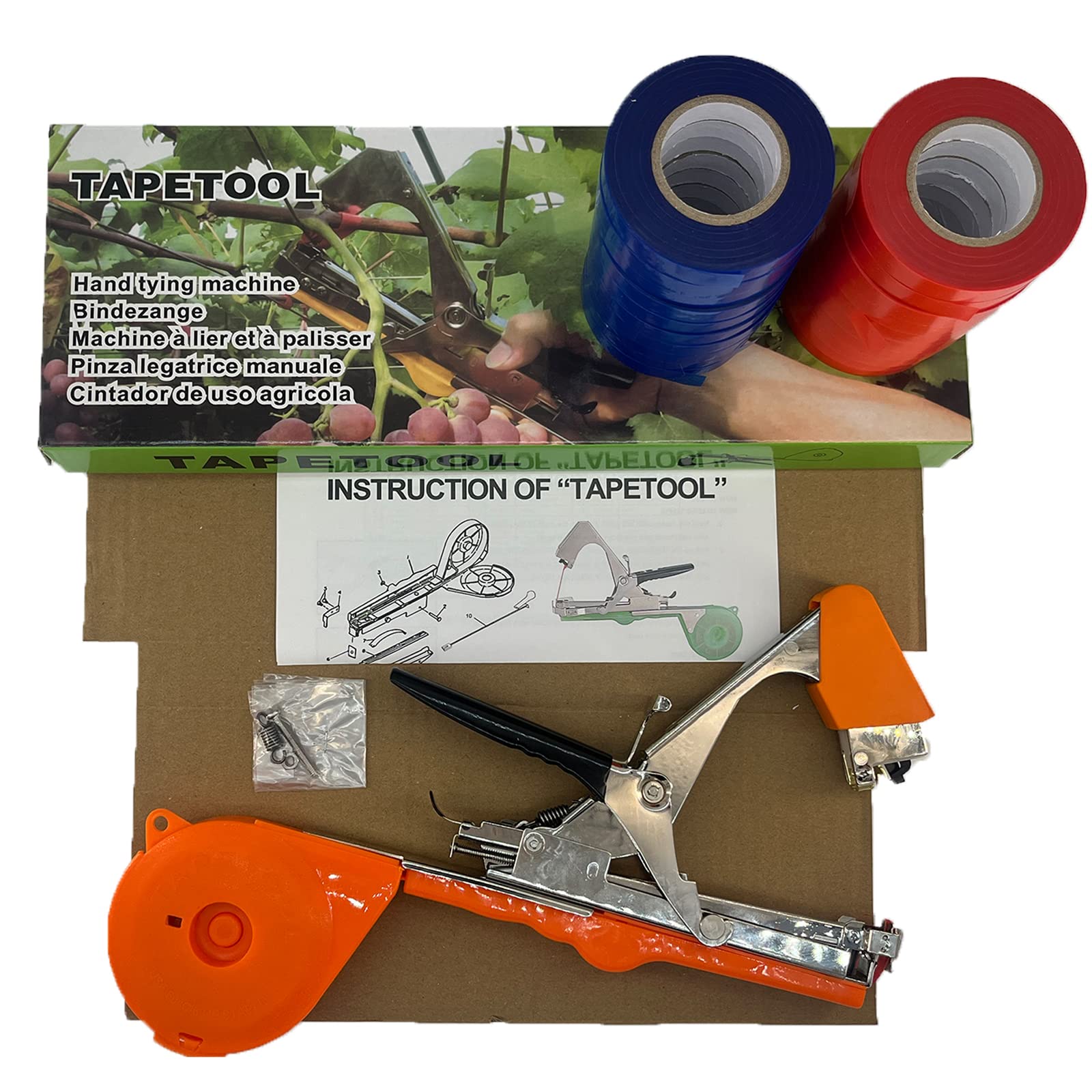 Legatrice per piante - Herramienta da Giardino per Vigneto e Rami (Pomodori, Berenjena, Flores, Verdura), Aleación Tape Tool Herramientas Huerto Pinza Legatrice(Orange)