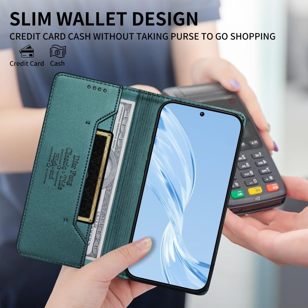 étui compatible avec Sony Xperia 5 V (Couleur : vert) portefeuille magnétique flip back case cuir premium cover