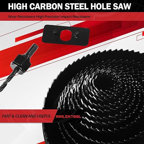 Miniatura 5 de Juego de sierra de agujero, 26 piezas con hojas de sierra de 34 a 5 pulgadas (0.748 in-5.000 in), broca de pala, mandriles, brocas, placa de