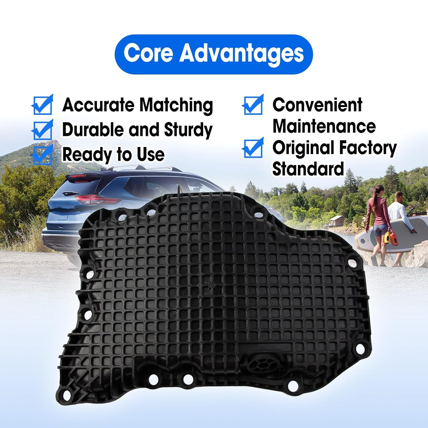 Engine Oil Pan Compatible with 2021 2022 2023 2024 Nissan Rogue 1.5L Replace 11110-6RC1B 111106RC1B, Transmission Oil Pan with Drain Plug and Gasket