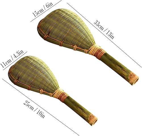 Miniatura 2 de Cuchara coladora de bambú hecha a mano de 9.8 in  10 pulgadas, tamiz de malla de bambú natural con mango largo, colador de desnatador de alimentos,