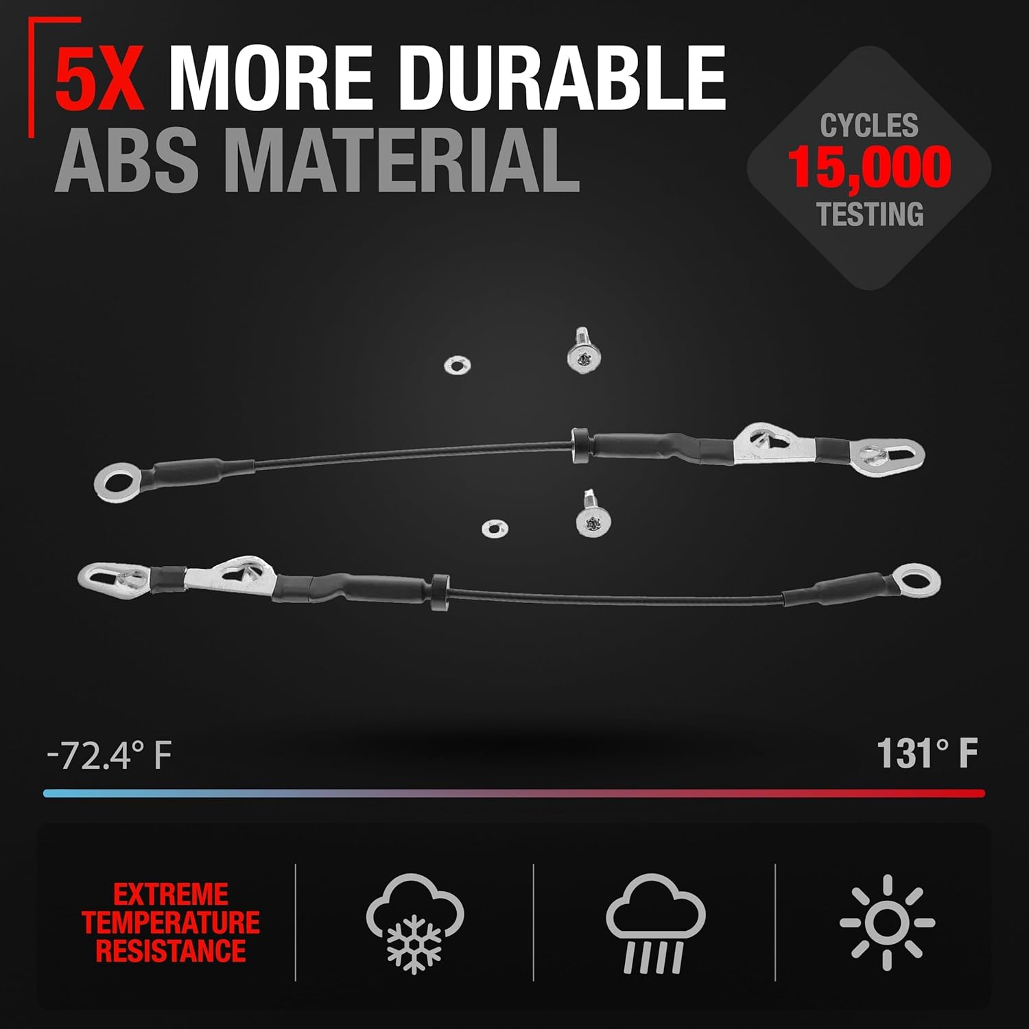 T1A Tailgate Cable Replacement Set, Rear Left & Right Side - Compatible with 2004-2014 Chevrolet Colorado; 04-14 GMC Canyon - Tailgate Support Cable Straps, Metal - OEM 15136257, 19120079, 38539