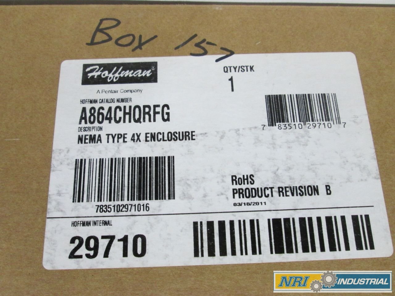 NEW HOFFMAN A864CHQRFG WALL-MOUNT FIBERGLASS 8X6X4IN ENCLOSURE D326281
