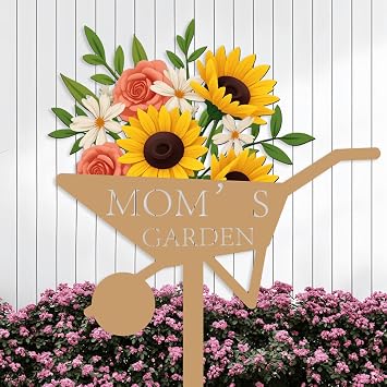 Riaeelvs Personalized Colorful Garden Signs with Stakes - Custom Sunflower & Floral Metal Yard Art, Large Outdoor Decor for Patio, Lawn, Backyard | Unique Garden Gifts & Decor