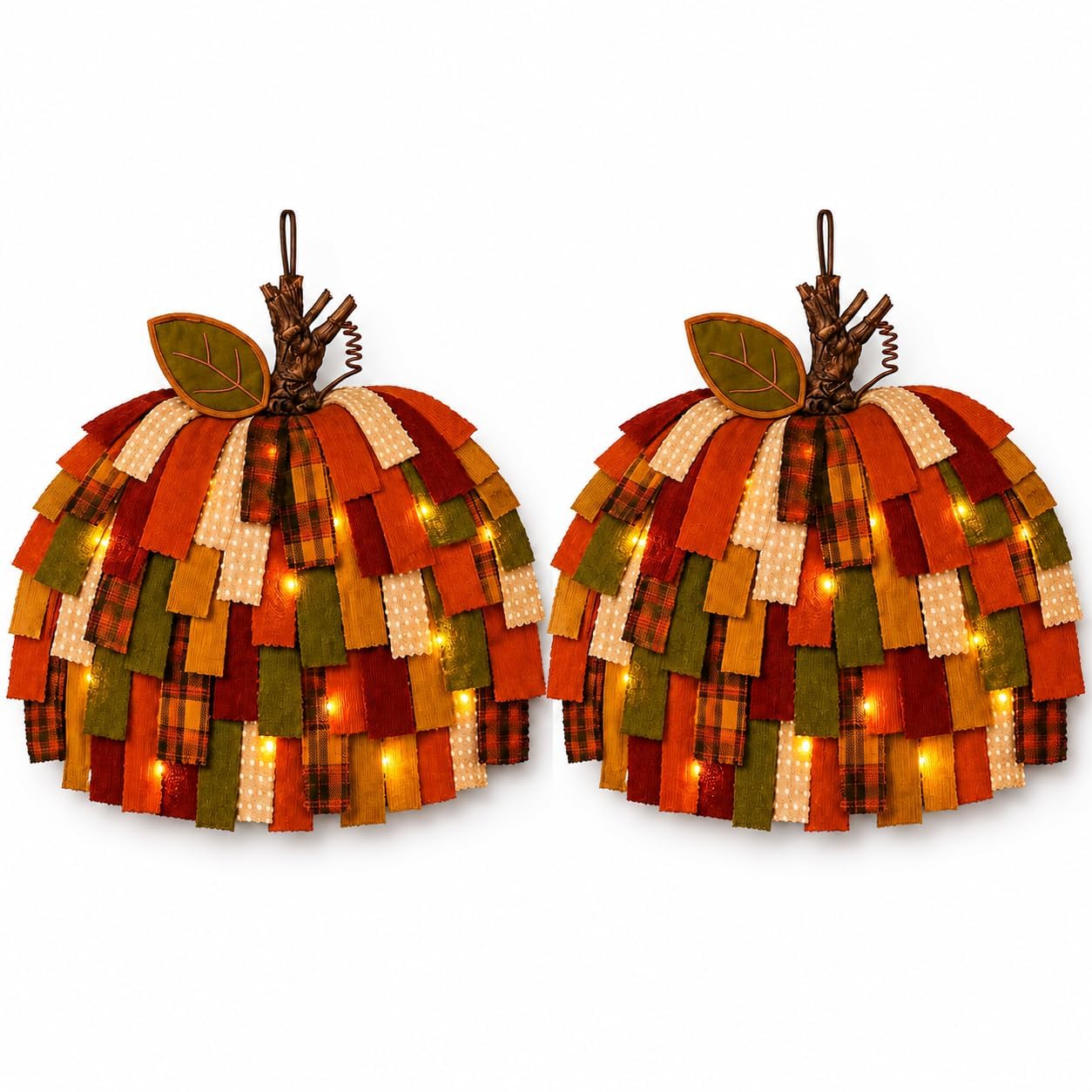 Handmade Patchwork Pumpkin Door Hanger Rustic Farmhouse