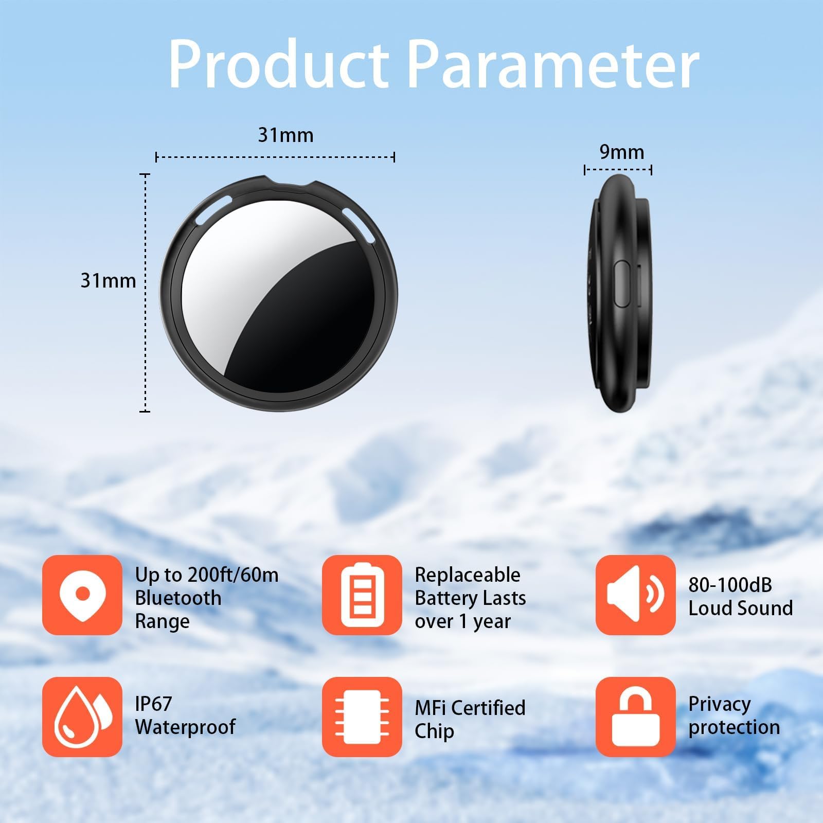Confezione da 4 targhette tracker [certificato Apple MFi] Bluetooth Air Tracker Coppia con Apple Find My (solo iOS) Smart Tracking Tag Chiavi Trova oggetti Localizzatore in tutto il mondo per animali