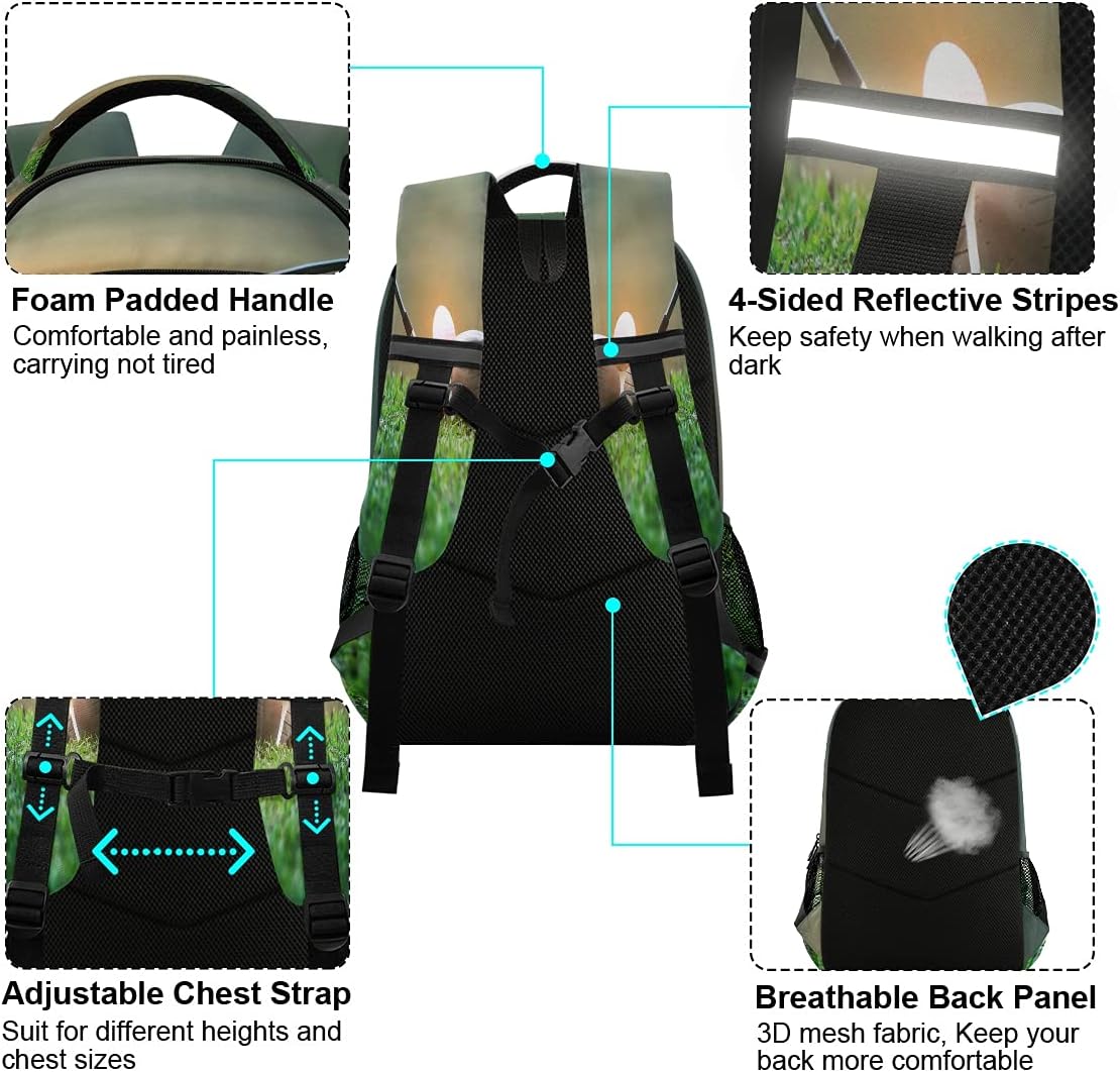 AUUXVA Golf Ball Sport Grass Backpack School Bookbag Laptop Purse Casual Daypack for Teen Girls Women Boys Men College Travel