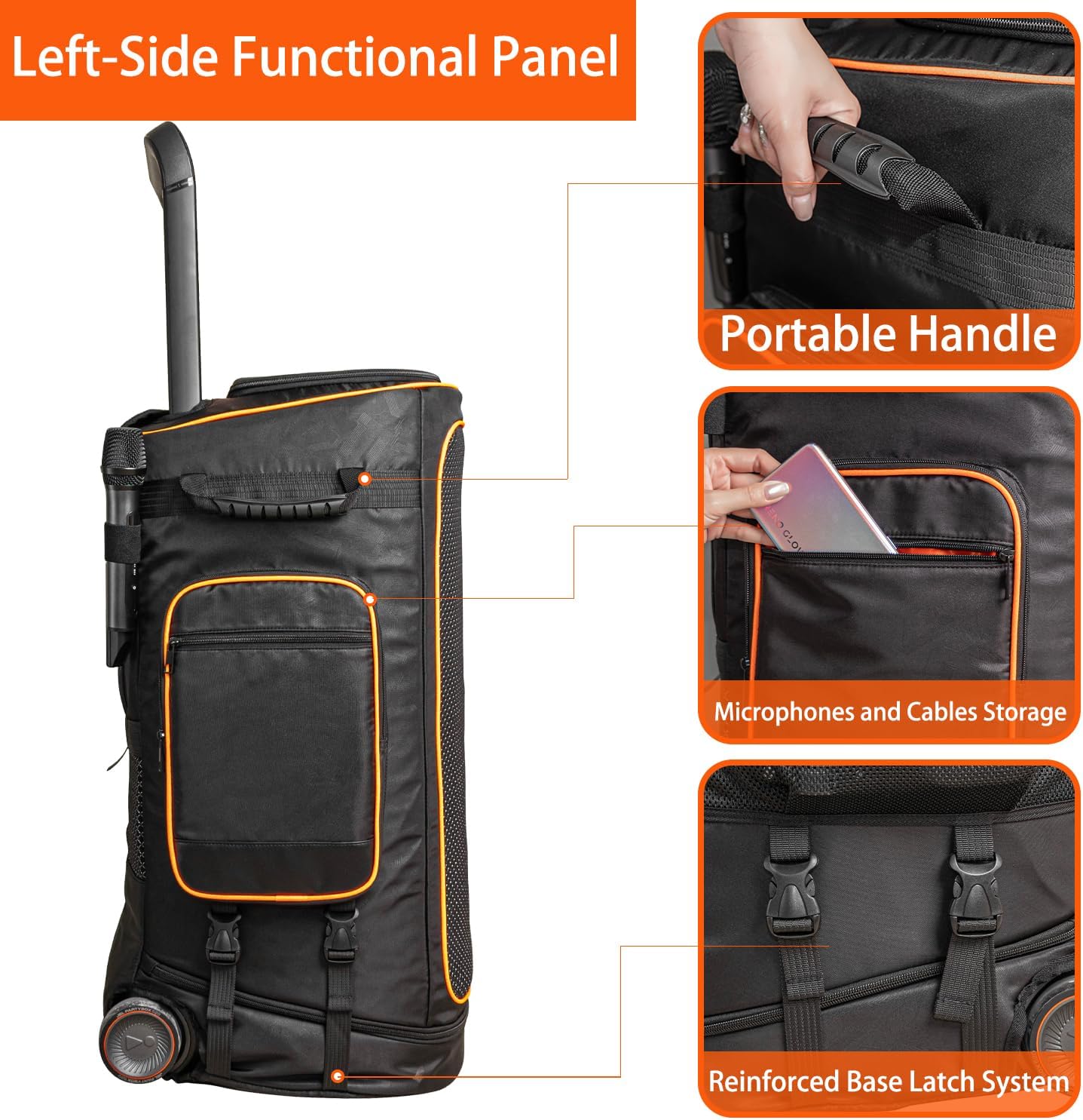Speaker Bag Carry Case Compatible with JBL PartyBox 520, Portable Speaker Carry Bag - Image 7