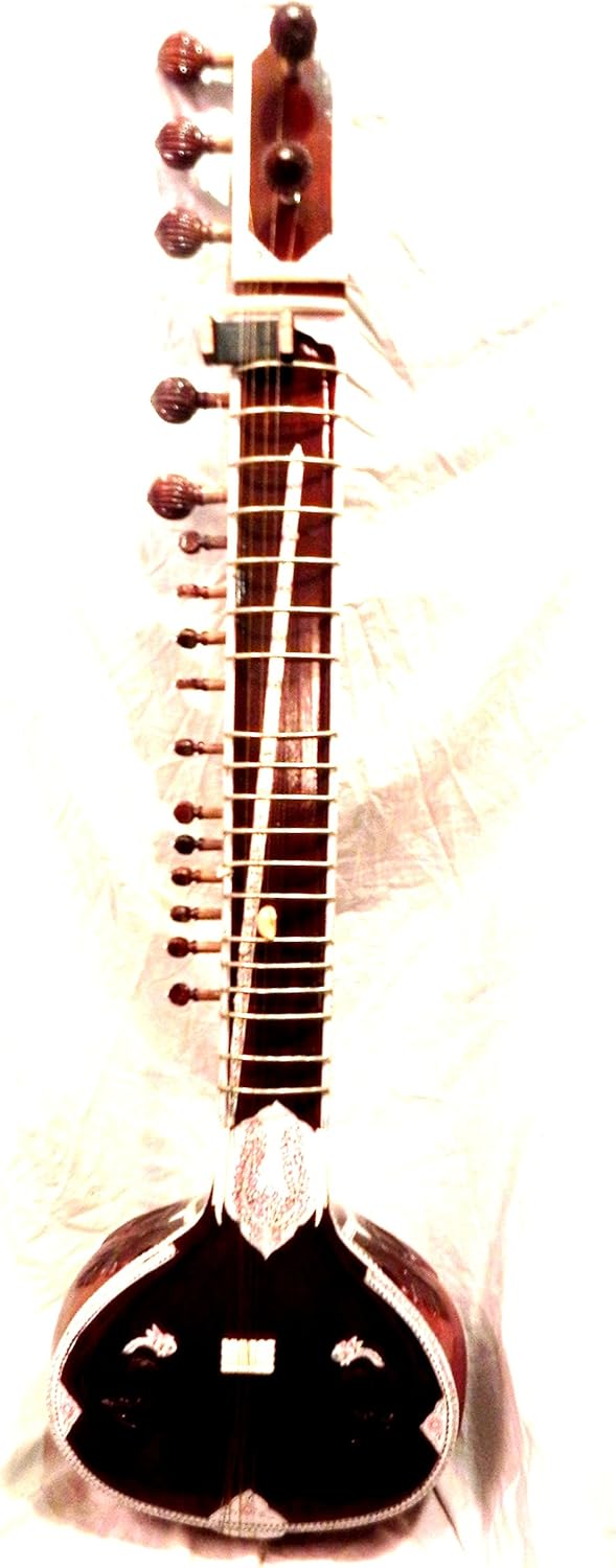 INDIAN MAHARAJA Ravi Shankar Style Sitar Half Decorated with Fibre Box Amazon.co.uk Musical