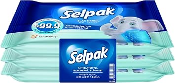 Selpak Wet Pocket Wipes Antibacterial 10 Lu, 3 Pieces