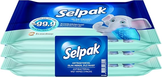 Selpak Wet Pocket Wipes Antibacterial 10 Lu, 3 Pieces