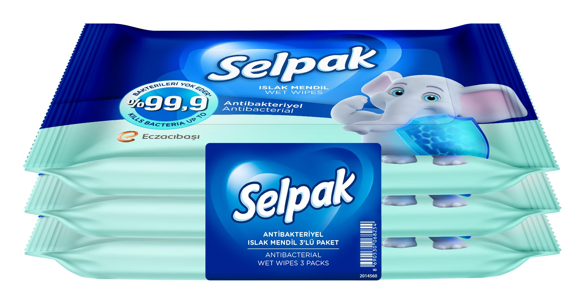 Selpak Islak Cep Mendili Antibakteriyel 10 Lu, 3 Adet