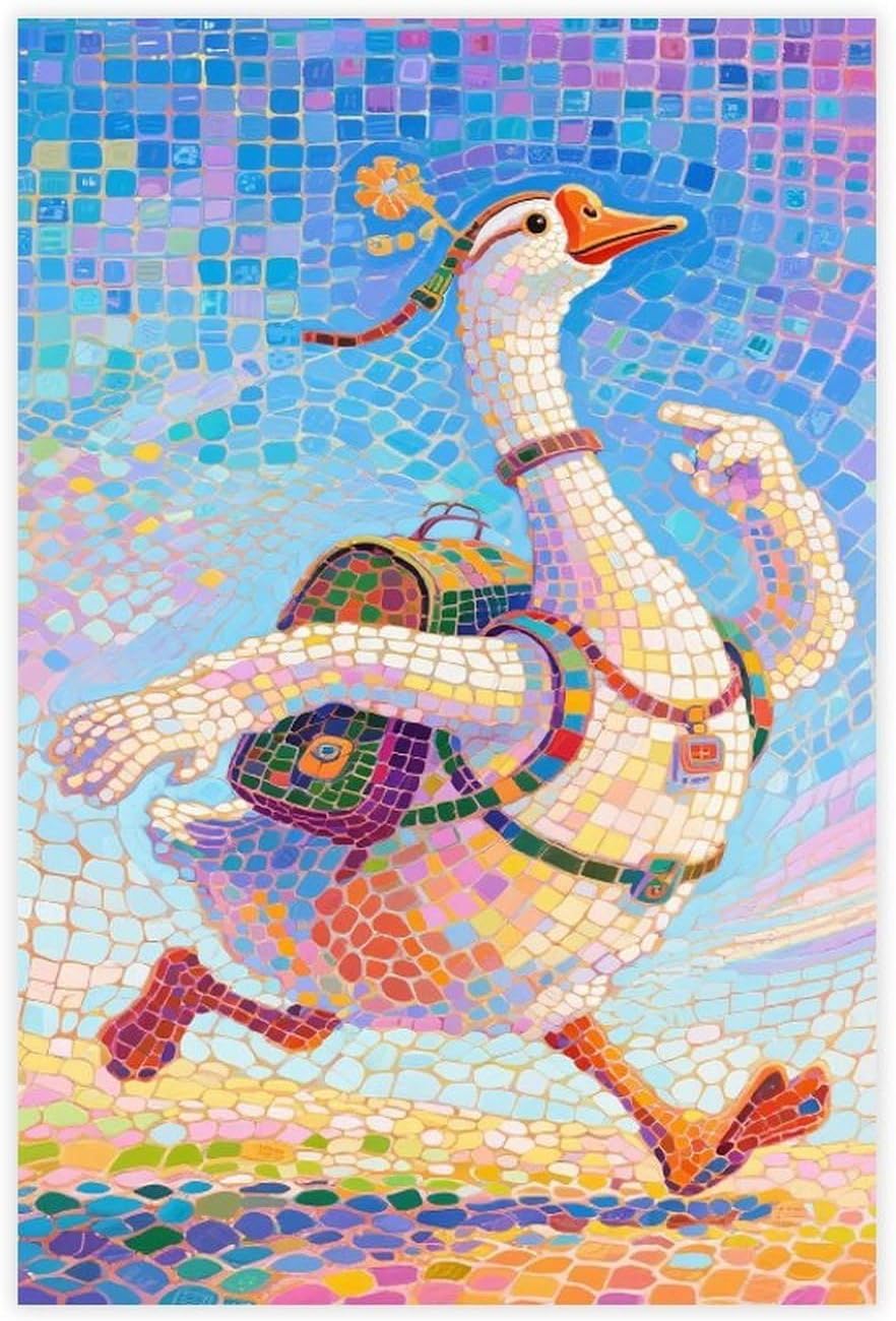 Colin The Goose Goes on A Trip Canvas Poster Wall Art Decor Print Picture Paintings for Living Room Bedroom Decoration 16x24inch(40x60cm)