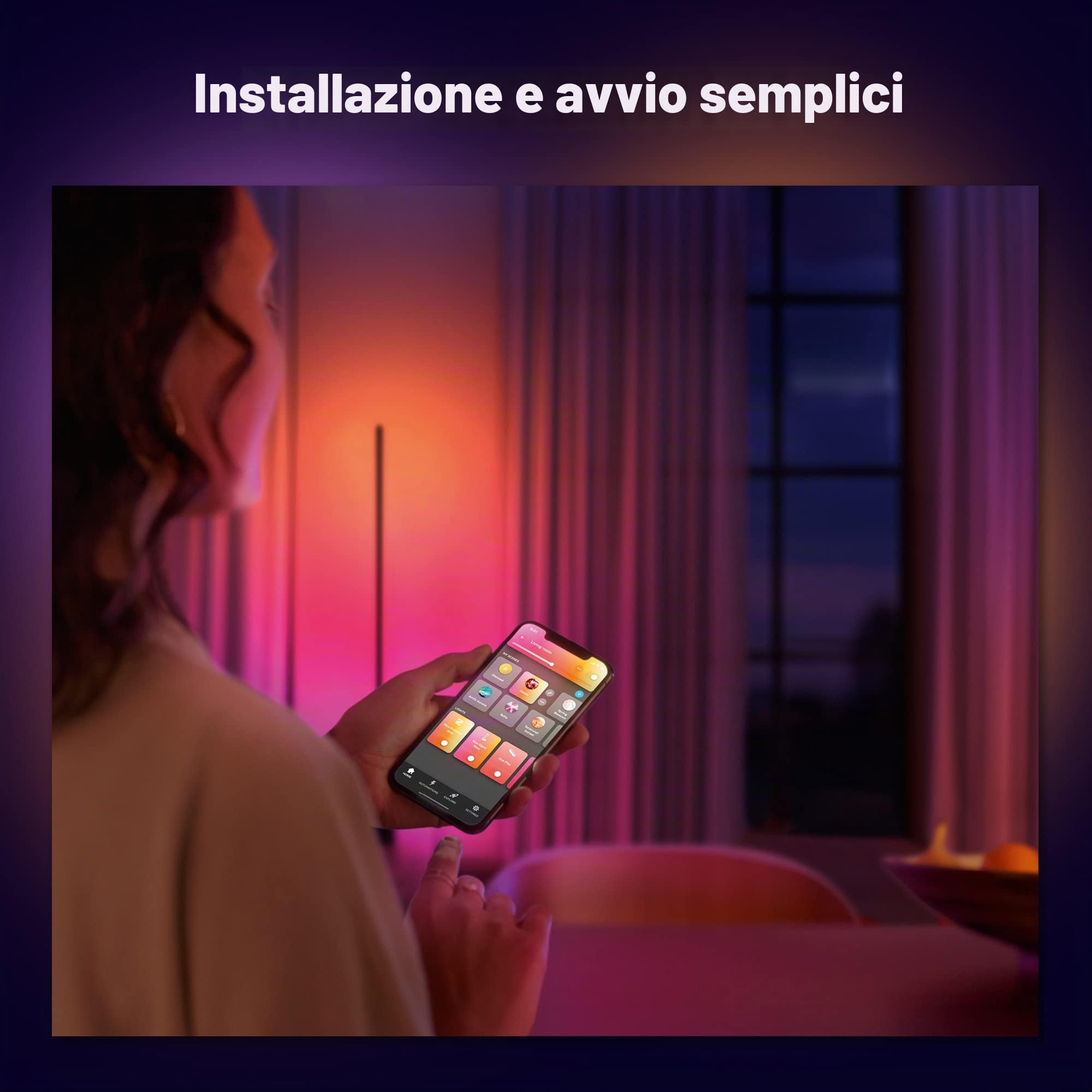 Philips Hue White and Color Ambiance Gradient Lightstrip, Striscia Led Smart, Estensione da 1 M per Kit Base da 2 Metri, Bluetooh, (Confezione da 2)