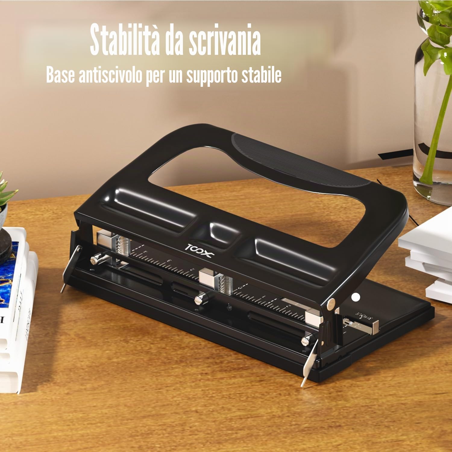 XOOL Perforatrice a 2-3 Fori, Capacità 40 Fogli, Metallo Resistente, Righello Guida, Sforzo Ridotto