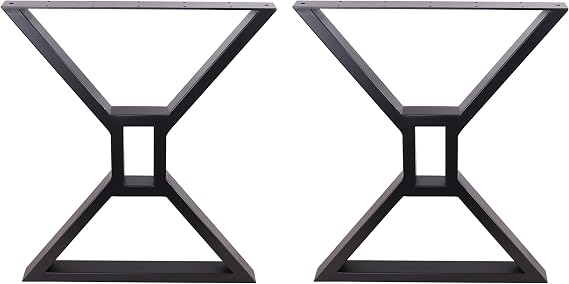 2 x 28 Dining Table Legs, Hollow X-Shaped Steel Table Legs, Office Table Legs,Computer Desk Legs,Industrial Kitchen Table Legs,Set of 2,Black