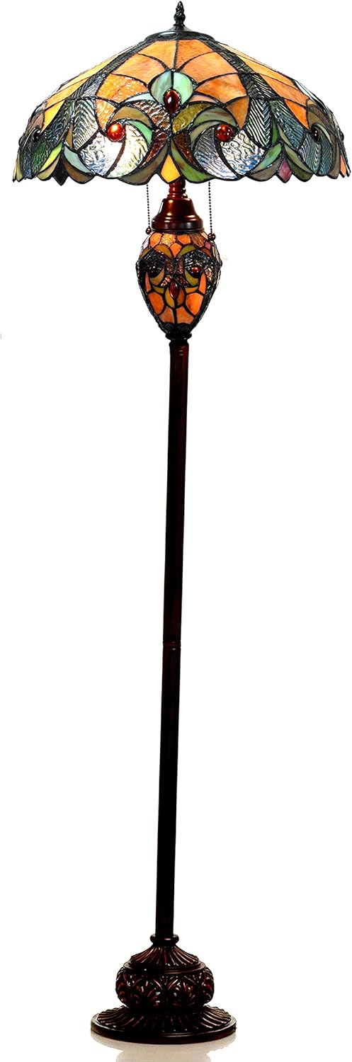 Tiffany-Style 3 Light Victorian Double Lit Floor Lamp 18" Shade