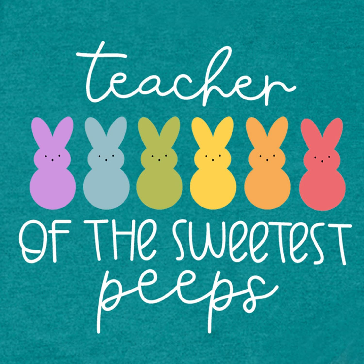Easter Teacher Shirt for Women Happy Easter Bunny T-Shirt Teacher of The Sweetest Peeps Tee Tops - Image 5