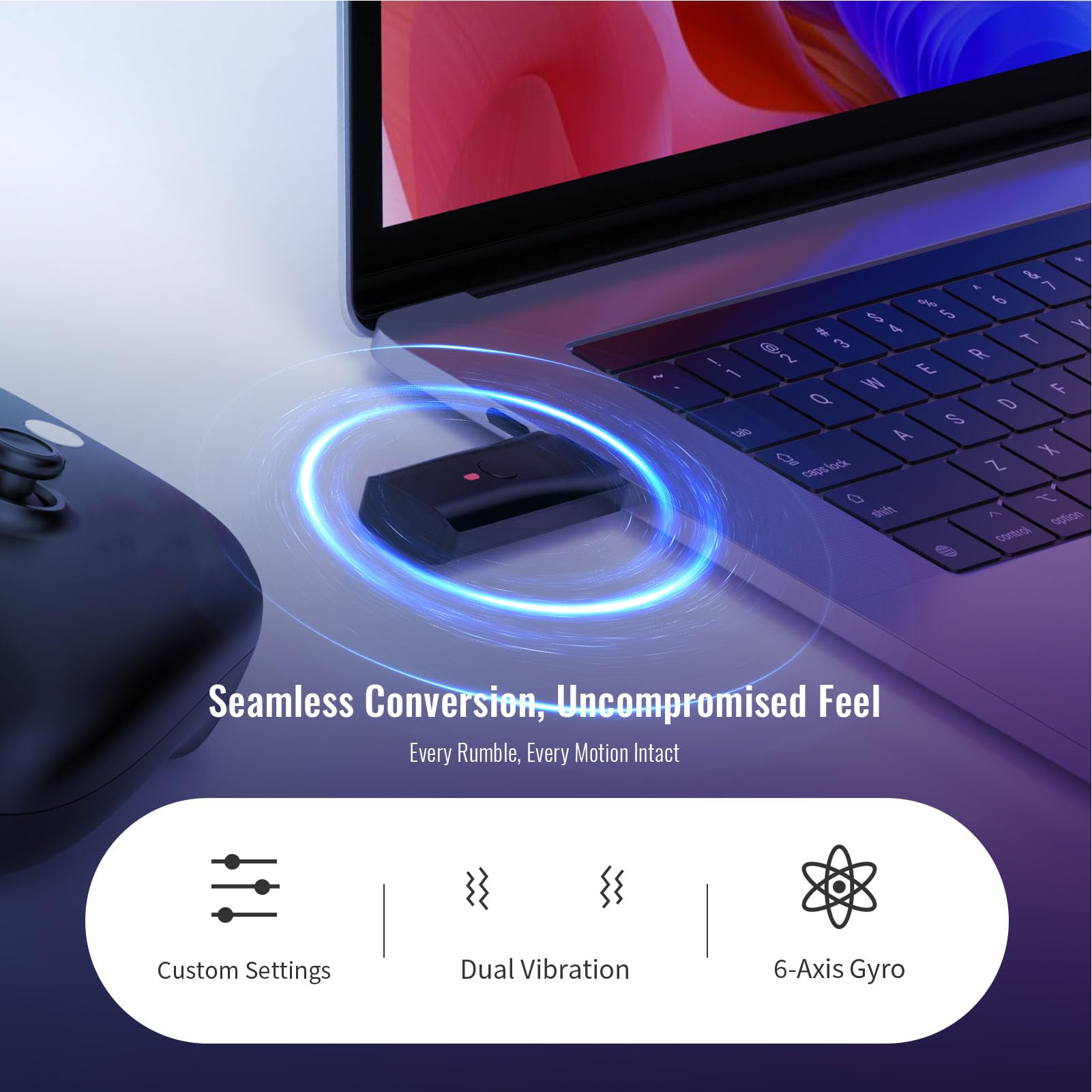 Jiawu Adapter Kontrolera Bezprzewodowego Ulepszona Funkcja Remap dla Kontrolerów USB Plug and Play dla Series X/S, Series 2, Pro, Mote” Pasuje do Komputerów z Systemem i Telefonów z Systemem