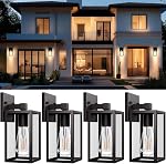 Dusk to Dawn Outdoor Lights for House, 4 Pack Outdoor Wall Light Black Exterior Lighting Fixtures Wall Mount, Aluminum Porch Wall Lanterns Waterproof Outside Light for House Front Door Light